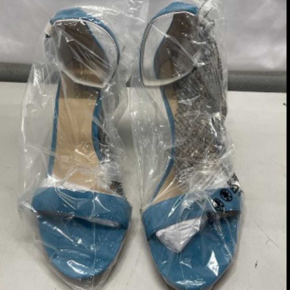 Ralph Lauren Women’s Allie Suede Heel Sandal – Size 9.5B – Turquoise Sky